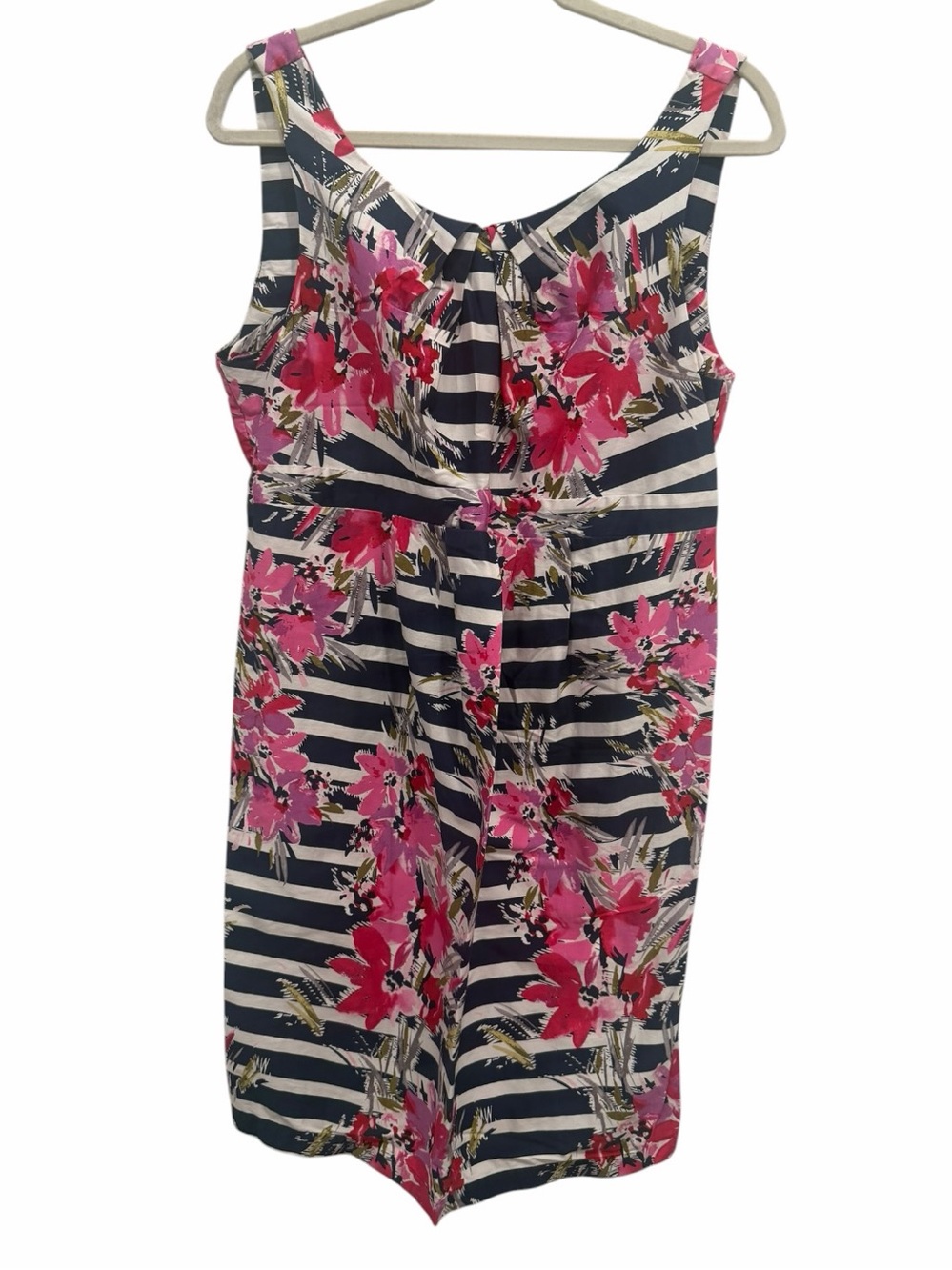Motherhood Maternity Navy Stripe Pink‎ Floral Sleeveless Dress Size Large